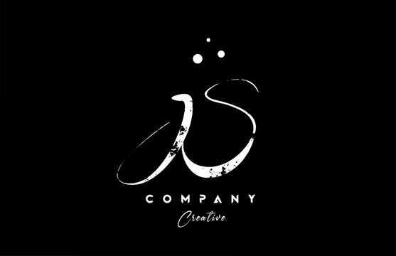 vintage JS alphabet letter logo icon combination design with dots. Creative hand written template for company
