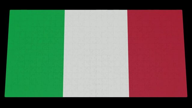 Six different clips to collect puzzle pieces in which the flag of Italy appears Isolated by Alpha channel (transparent background) to enhance any animation movie or Cinematic clips or film project