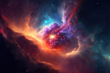 Obraz premium high quality, abstract nebula background. Generative AI