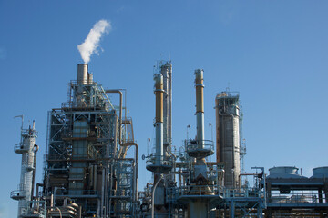 complex tubes and pipes of an oil refinery plant