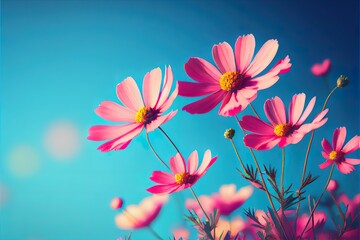 Chamomile daisy flower on blurred bokeh background
