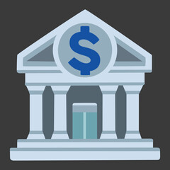 Bank vector icon design. Isolated retail bank branch ATM Location sign emoji label design.