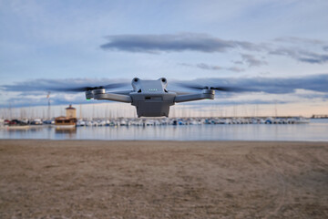 Fototapeta na wymiar isolated drone on sky background