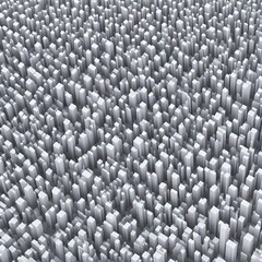 Fototapeta premium Top view of the metropolis, skyscrapers, streets, city. Stylized abstraction, black and white, ai