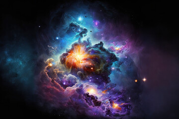 Fototapeta na wymiar Galaxies and the Milky Way Nebula in space. Generative AI