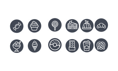  Sweet Food, Sweet Candy  web icons set vector design pack