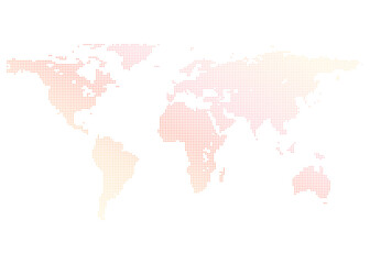 Fototapeta na wymiar ドット柄の淡いオレンジとピンクの世界地図のイラスト