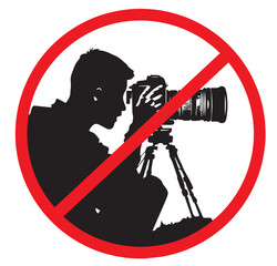 No photography zone sign. Flat vector illustration of no photography sign