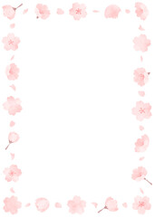 優しい手描きの桜のフレーム素材