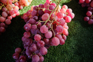 Seasonal ripe grapes.
Assortment of different types of grapes at the farmer's market