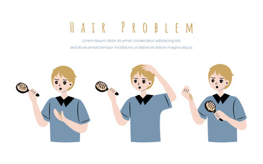 losing hair cartoon character illustration