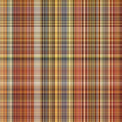 Woodland brown tartan seamless pattern textile. Tonal autumnal forest plaid with organic texture. Background of orange stripe for rough wallpaper. 