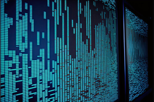 blue digital binary data on computer screen