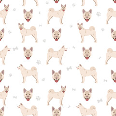 American Akita dog seamless pattern. Background graphic design