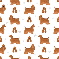 American cocker spaniel seamless pattern