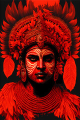 Theyyam in Kerala, vector illustration,