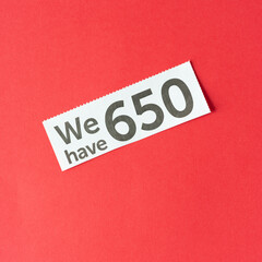 note with message "We have 650"