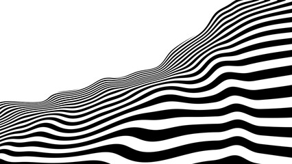 Zebra skin topographic backgrounds and textures with abstract art creations, random black and white waves line background - obrazy, fototapety, plakaty