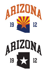 Arizona 1912 with state map with state symbol,flag patriotic theme background for souvernir printing t-shirt coffee mug advertisement commercial purpose vector eps.