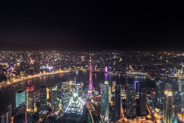 Obraz premium Shanghai skyline and cityscape at night.