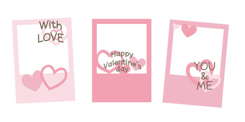 Set of Valentine's day decoration photo frame. Happy Valentines elements decoration frame collection. png photo frame template.