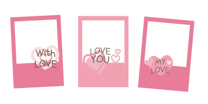 Set of Valentine's day decoration photo frame. Happy Valentines elements decoration frame collection. png photo frame template.