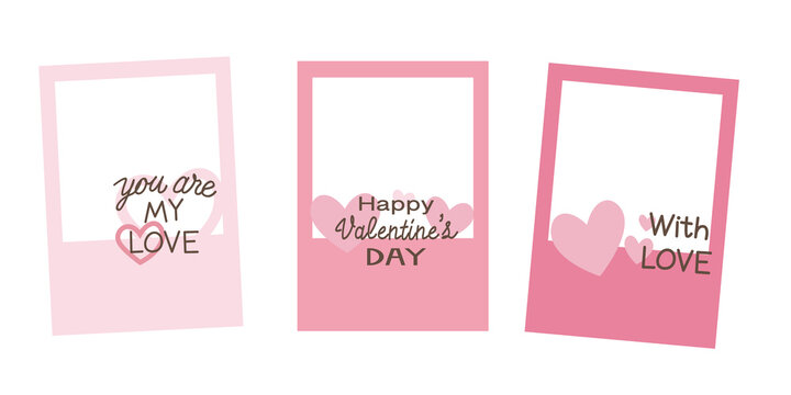 Set of Valentine's day decoration photo frame. Happy Valentines elements decoration frame collection. png photo frame template.