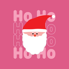 christmas greeting card with santa claus, Flat Illustration of Santa Claus on a pink background
