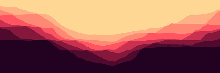 sunrise landscape mountain scenery vector illustration for pattern background, wallpaper, background template, and backdrop design