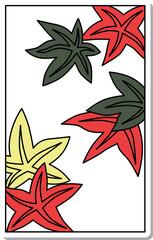 ステッカー風花札　神無月　紅葉　10月　紅葉のカス