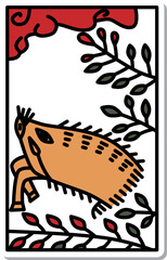 ステッカー風シンプル花札　文月　萩　猪　7月　萩に猪