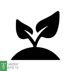 Obraz premium Seedling icon. Simple flat style. Seed, sapling, plant sprout, small tree growth, leaf, eco concept. Solid, glyph symbol. Vector illustration design isolated on white background. EPS 10.
