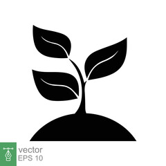 Seedling icon. Simple flat style. Seed, sapling, plant sprout, small tree growth, leaf, eco concept. Solid, glyph symbol. Vector illustration design isolated on white background. EPS 10.