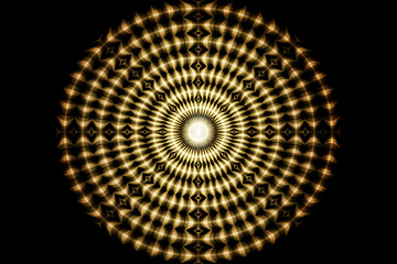 yellow spiral black light circles pattern whirl bright shine circular lights