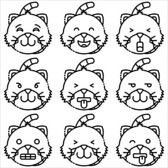 Emoji cat icon outline style part two
