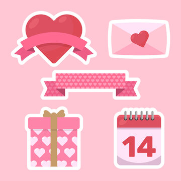 Flat valentines day celebration elements collection. - Vector