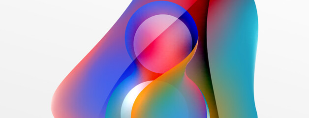 Fluid abstract background. Liquid color gradients composition. Round shapes and circle flowing design for wallpaper, banner, background or landing