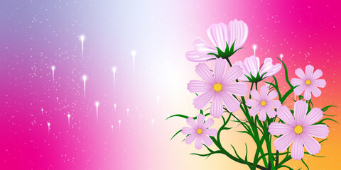 Vector seamless beautiful pattern flower and leaves flat background