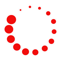 A red Halftone circular dotted frames. Circle dots isolated on the white background. design element.  Vector 
