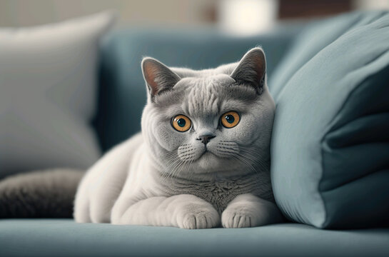 Cat on the couch created with Generative AI technology