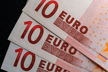 Fan of 10 euro macro banknotes photo of Currency, Banknote, symbol of Monetary policy in Financial system - 556206731