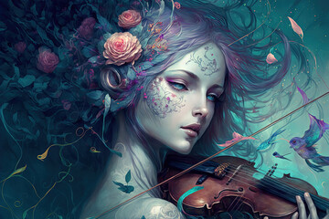 Beauty playing the Violin