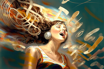 A woman Singing along to the best music she has ever heard