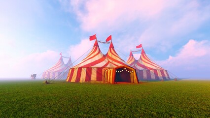 Mobile circus tents set in the field © MICHAEL KUK