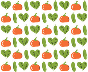 Flat organic doodle pattern background. Hand drawn vegetable background. Hand drawn abstract vegetable pattern.