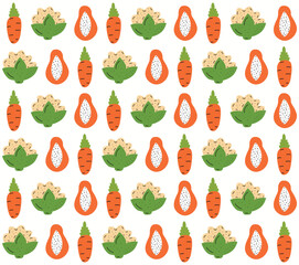 Flat organic doodle pattern background. Hand drawn vegetable background. Hand drawn abstract vegetable pattern.