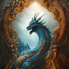 chinese dragon on the wall, AI generated
