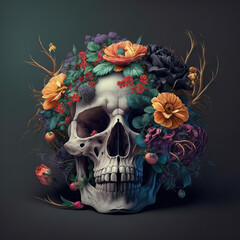 skull with rose and skull
