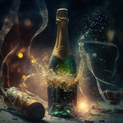  New Year 2023 Card Poster Background Wallpaper Champagne Time for Relax  Art For Print on demand relax with friends