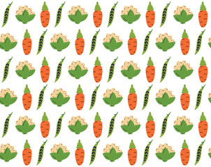 Flat organic doodle pattern background. Hand drawn vegetable background. Hand drawn abstract vegetable pattern.